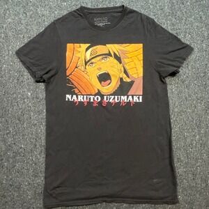 Naruto Shippuden Anime Mens Small Black Graphic T-Shirt Naruto Uzumaki Viz Media